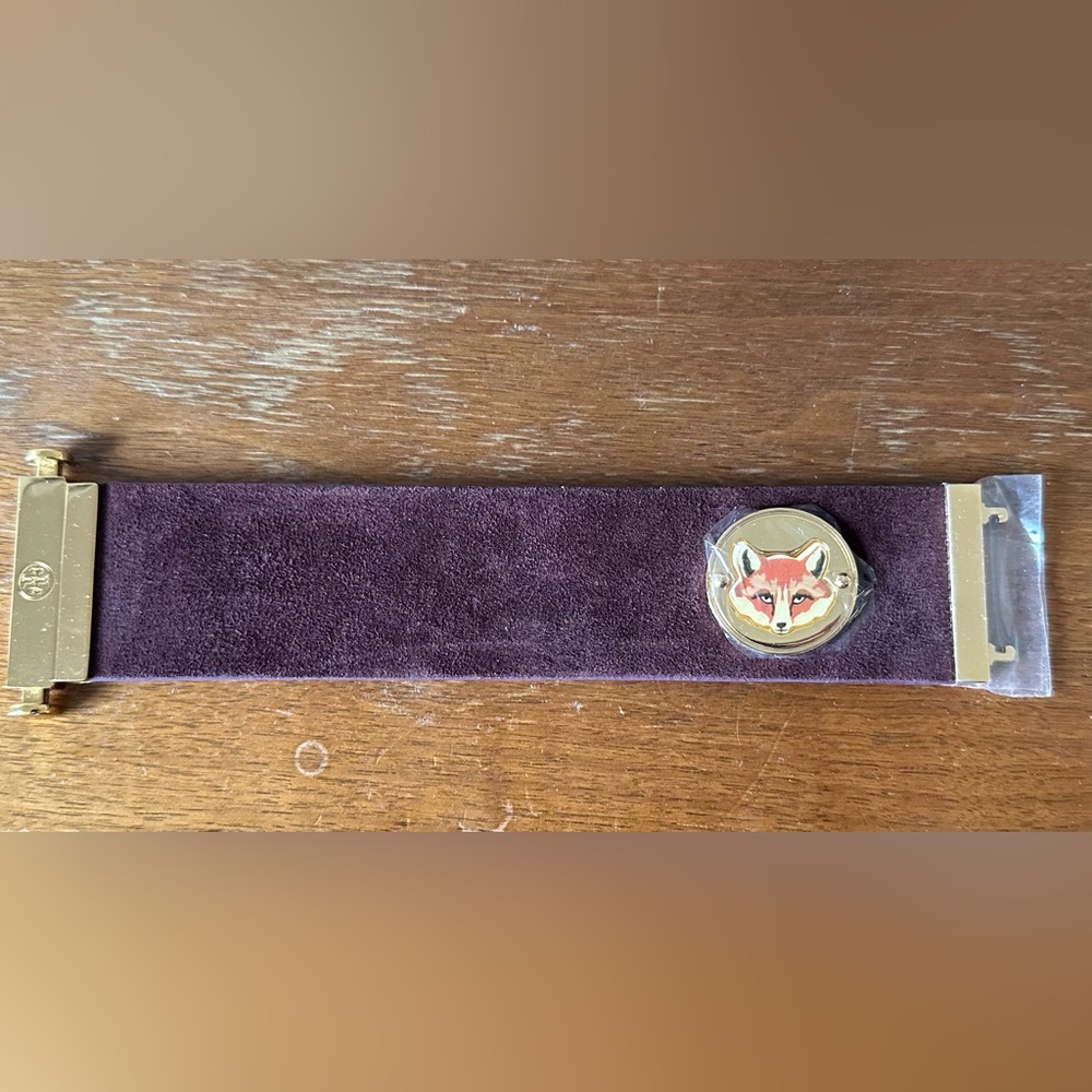 Tory Burch Fox Face Coin Cuff in Amythest
